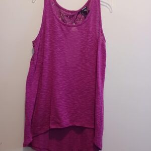 Torrid Semi Sheer Tank Top Purple Lace Back Sz 1 Summer Workout Yoga Leisure